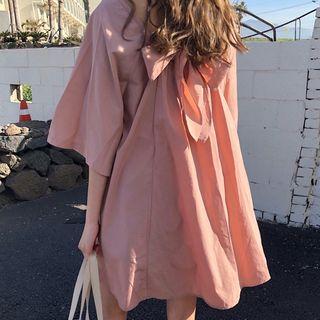 Elbow-sleeve Tie-back Dress