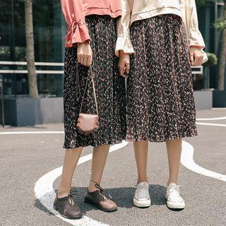 High Waist Floral Pleated Skirt
