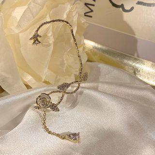 Flower Alloy Cuff Earring Gold - One Size