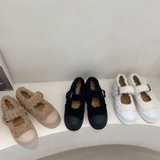 Platform Fleece Mary Jane Shoes