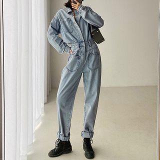 Denim Cargo Jumpsuit
