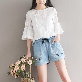 Eyelet Lace 3/4-sleeve Top