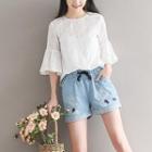 Eyelet Lace 3/4-sleeve Top