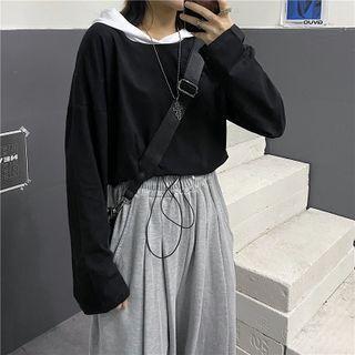 Drawstring Two-tone Hoodie