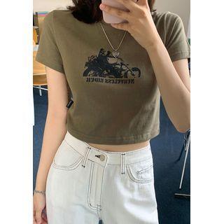 Retro Print Crop T-shirt