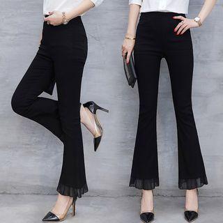 Tulle-cuff Cropped Boot Cut Pants