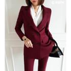 Set: Double-breasted Jacket + Flat-front Dress Pants