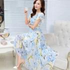 Short-sleeve Floral Maxi Dress