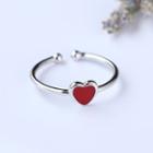 925 Sterling Silver Heart Open Ring White Gold - One Size