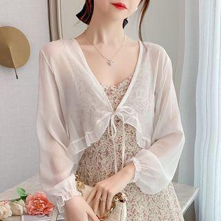 Spaghetti Strap Floral Midi A-line Dress / Chiffon Cropped Jacket