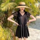 Short-sleeve Lace Ruffled Swimsuit