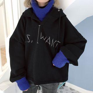 Mock Two-piece Oversize Pullover Black - One Size