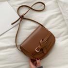 Faux Leather Knotted Buckled Crossbody Bag