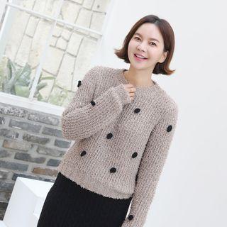 Appliqu  Textured Knit Top