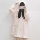 Ear Accent Hooded Long-sleeve Mini Fleece Sleep Dress