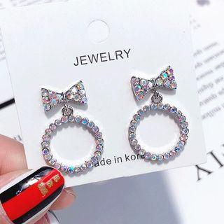 Rhinestone Bow & Heart / Hoop Earring