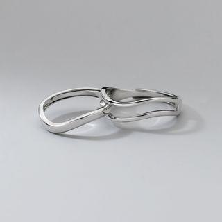 Set Of 2: Sterling Silver Open Ring (various Designs) 1 Pair - Silver - One Size