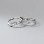 Set Of 2: Sterling Silver Open Ring (various Designs) 1 Pair - Silver - One Size