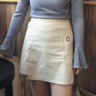 Faux-leather Paneled A-line Skirt