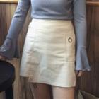 Faux-leather Paneled A-line Skirt