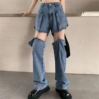Detachable Wide-leg Jeans / Asymmetric Tank Top