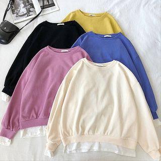 Mock Two-piece Crewneck Long-sleeve Sweatshirt