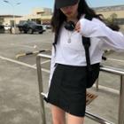 Long-sleeve Plain T-shirt / Mini Skirt