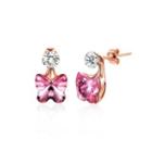 925 Sterling Silve Rose Gold Plated Sparkling Elegant Noble Romantic Sweet Pink Butterfly Earrings With Austrian Element Crystal Rose Gold - One Size