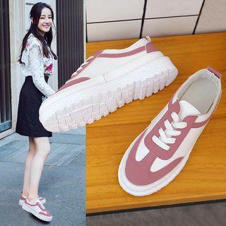 Two-tone Lace-up Platform Sneakers