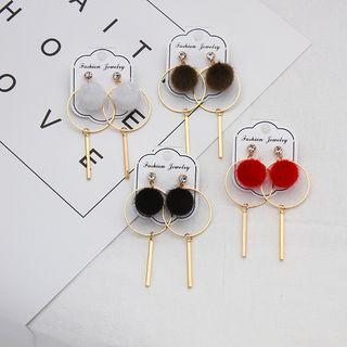 Rhinestone Bobble Alloy Hoop & Bar Dangle Earring