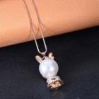 Faux Pearl Rabbit Necklace Gold - One Size