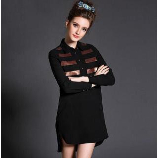 Long-sleeve Chiffon Shirt Dress