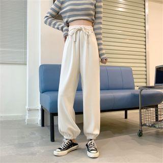 High-waist Drawstring Stitched Bubble Jeans