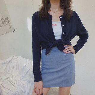 Gingham Mini Straight-fit Skirt