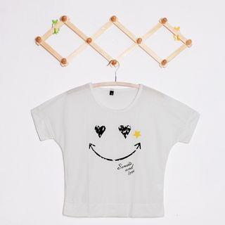 Smiley Print Short-sleeve Top