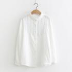 Long-sleeve Embroidered Stand Collar Blouse