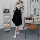 Floral Blouse / Asymmetrical Midi A-line Skirt