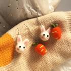 Non-matching Carrot & Rabbit Drop Earring / Clip-on Earring