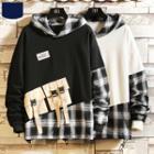 Buckled Plaid Panel Hoodie