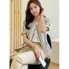 Single-button Tie-waist Stripe Jacket