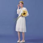 Gather Waist Tie-neck A-line Dress