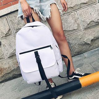 Canvas Strap-detail Zip Backpack