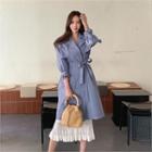 Flap-detail Trench Coat Blue - One Size