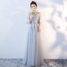 Lace Panel Short Sleeve / Off Shoulder / Sleeveless Bridesmaid Dress