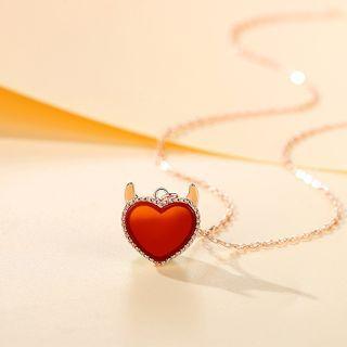 Heart Necklace Red & Gold - One Size