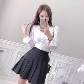 Band-hem Letter Embroidered Shirt