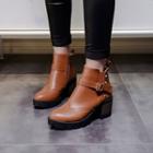 Platform Block Heel Studded Ankle Boots
