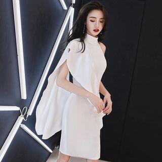 Mock-turtleneck Sleeveless Sheath Cocktail Dress