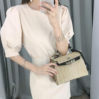 Puff-sleeve M Lange Minidress With Belt