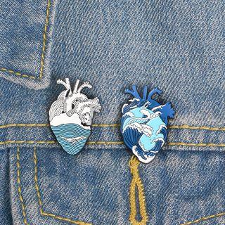 Glaze Wave & Heart Brooch